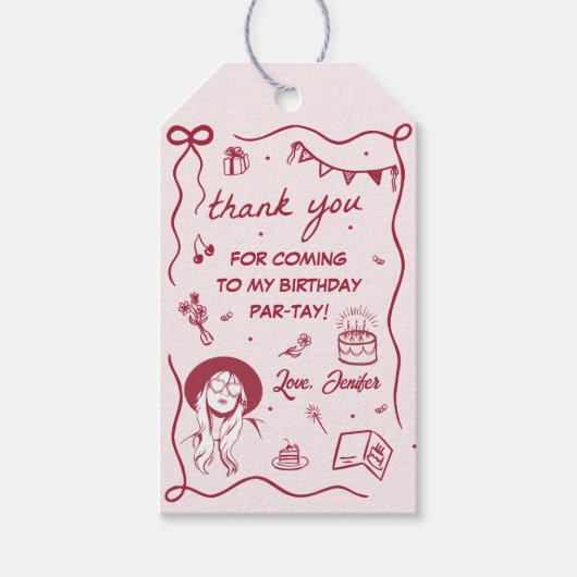 In mijn verjaardag Era Retro Verjaardag Cadeaulabel (Voorkant)