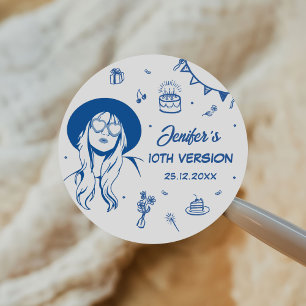 In mijn verjaardag Era Retro Verjaardag Ronde Sticker