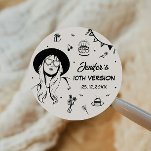 In mijn verjaardag Era Retro Verjaardag Ronde Sticker