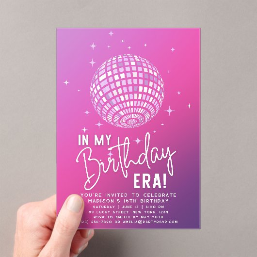 In mijn verjaardagstijdperk, Era Party, Eras Party Acryl Uitnodigingen (Insitu (Draagbaar))