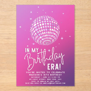 In mijn verjaardagstijdperk, Era Party, Eras Party Acryl Uitnodigingen