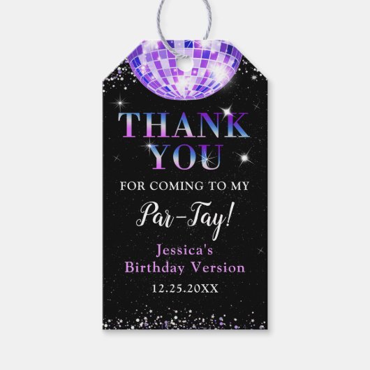 In mijn verjaardagstijdperk Paarse Disco Verjaarda Cadeaulabel (Voorkant)
