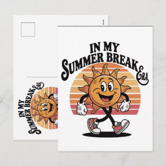 In Mijn Zomerbreak Era Cartoon Zon Tee Feestdagenkaart
