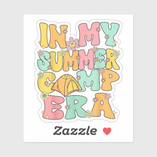 In mijn zomerkamp tijdperk retro groovy zomerkamp sticker (Vel)