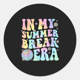 In mijn zomervakantie tijdperk leraar zomervakanti ronde sticker