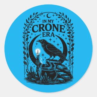 In My Crone Era Witchy Raven Goth Witch Design Ronde Sticker