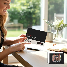 In My Grad Era red Black Minimalist Graduation  Kaart