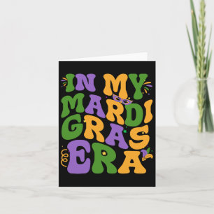 In My Mardi Gras Era Retro Groovy Fleur de Lis Fat Kaart