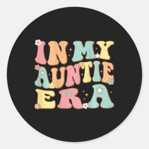 In My Tante Era (On Back) Groovy Retro voor Tante Ronde Sticker