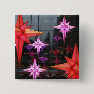 In New York City. kerstversiering binnenin Vierkante Button 5,1 Cm