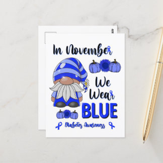 In november Draag we Blauw: Gnoome Diabetes Awaren Briefkaart