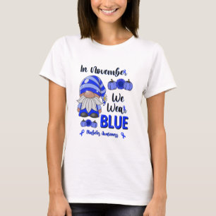 In november Draag we Blauw: Gnoome Diabetes Awaren T-shirt