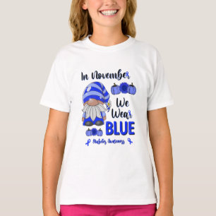 In november Draag we Blauw: Gnoome Diabetes Awaren T-shirt