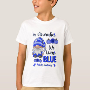 In november Draag we Blauw: Gnoome Diabetes Awaren T-shirt
