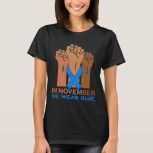 In november Draag we Blauwe Diabetes Bewustheid K T-shirt