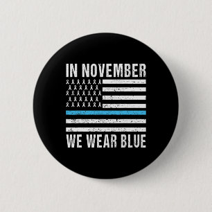 In november Draag we Blauwe Diabetes Bewustmaands Ronde Button 5,7 Cm