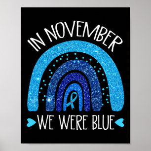 In november Draag we Blauwe Regenboogdiabetes Awar Poster