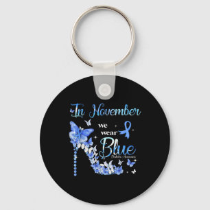 In november Draag we Blue Butterflies Diabetes Awa Sleutelhanger
