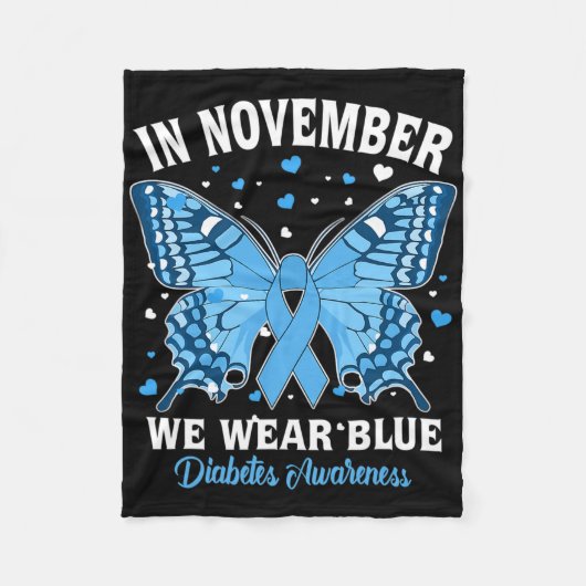 In november Draag we Blue Diabetes Awareness Cute  Fleece Deken (Voorkant)