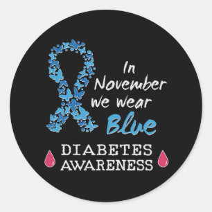 In november draag we Blue, Diabetes Awareness Ronde Sticker