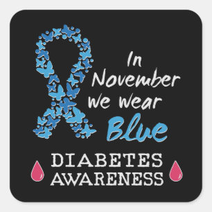 In november draag we Blue, Diabetes Awareness Vierkante Sticker