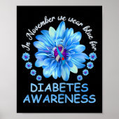 In november Draag we Blue Sunflower Diabetes Aware Poster (Voorkant)