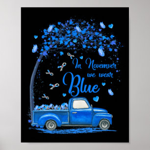 In november Draag we Blue Truck Butterfly Diabetes Poster