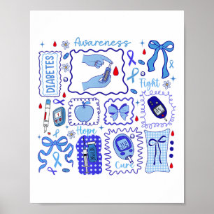 In november Draag we de Blue Diabetes Awareness Fi Poster