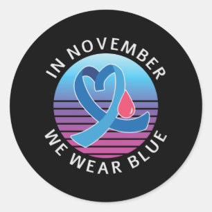 In november Draag we de maand waarin we de blauwdi Ronde Sticker