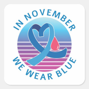 In november Draag we de maand waarin we de blauwdi Vierkante Sticker