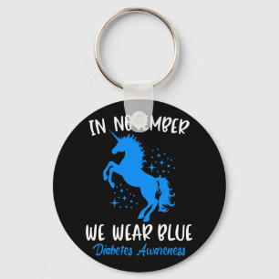 In november Draag we het Blue Diabetes Awareness F Sleutelhanger