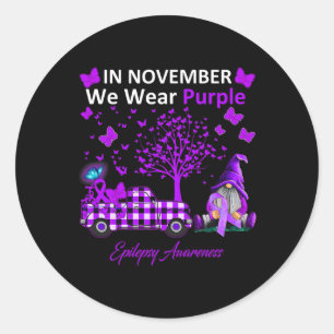 In november Draag we Paarse epilepsie-bewustzijnsc Ronde Sticker