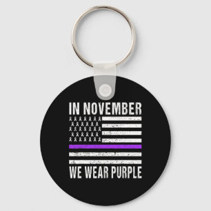 In november Draag we Paarse pancreaskanker Sleutelhanger