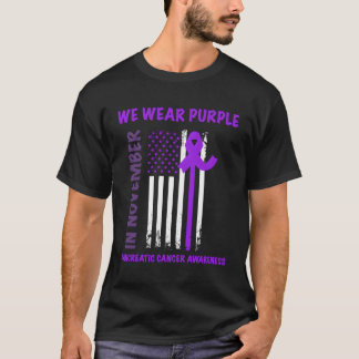 In november Draag we Paarse pancreaskanker T-shirt
