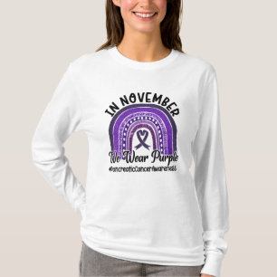 In november Draag we Paarse pancreaskanker T-shirt