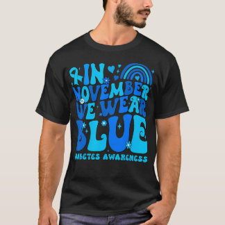 In november Draag we Ribbon Blue Diabetes Awarenes T-shirt