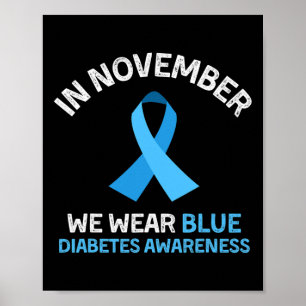 In november Draag wij Blauwe steun Diabetes Awaren Poster