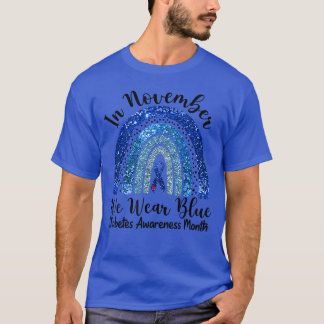 In November dragen we blauw regenboog Diabetes bew T-shirt