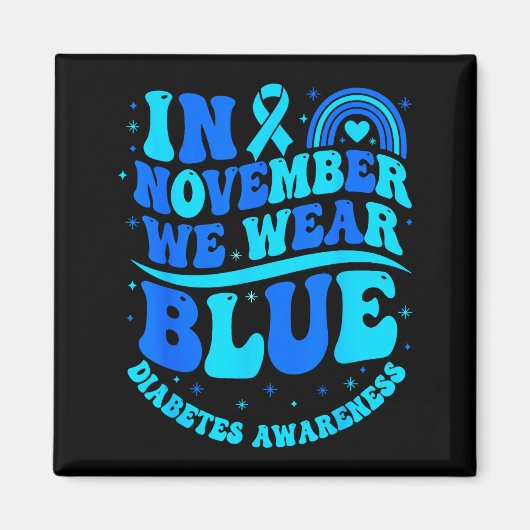 In November We Wear Blue Diabetes Awareness Ribbon Magneet (Voorkant)