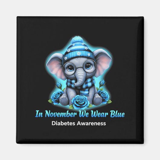 In November We Wear Blue Diabetes Awareness Ribbon Magneet (Voorkant)
