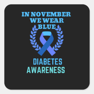In November We Wear Blue Diabetes Awareness Vierkante Sticker