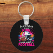 In October We Wear Nk And Watch Football Breast Ca Sleutelhanger (Voorkant)