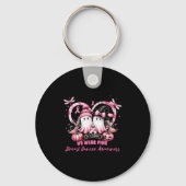 In October We Wear Nk Breast Cancer Heart Dragonfl Sleutelhanger (Voorkant)