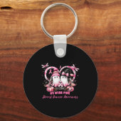 In October We Wear Nk Breast Cancer Heart Dragonfl Sleutelhanger (Voorkant)