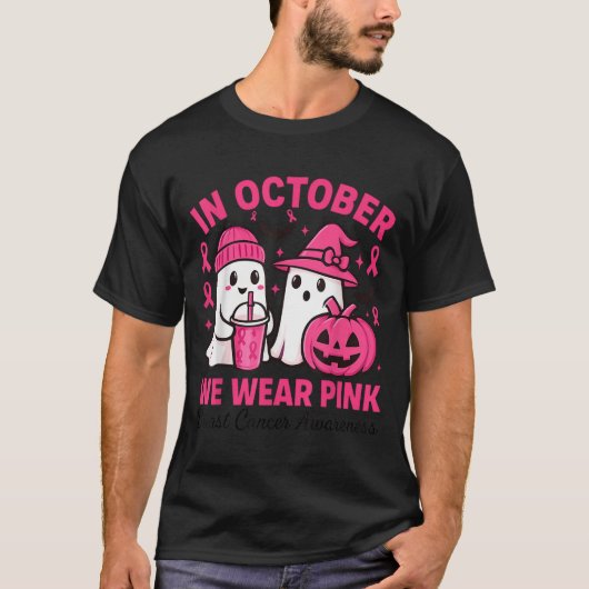 In October We Wear Nk Ghost Breast Cancer Awarenes T-shirt (Voorkant)