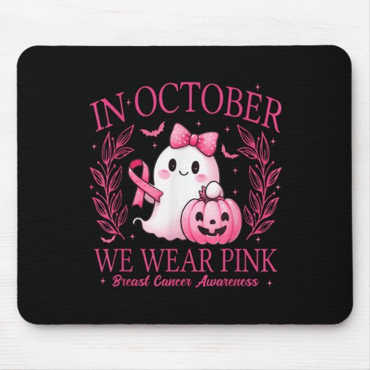 In October We Wear Nk Ghost Witch Breast Cancer Aw Muismat (Voorkant)