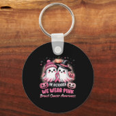 In October We Wear Nk Ghost Witch Breast Cancer Aw Sleutelhanger (Voorkant)