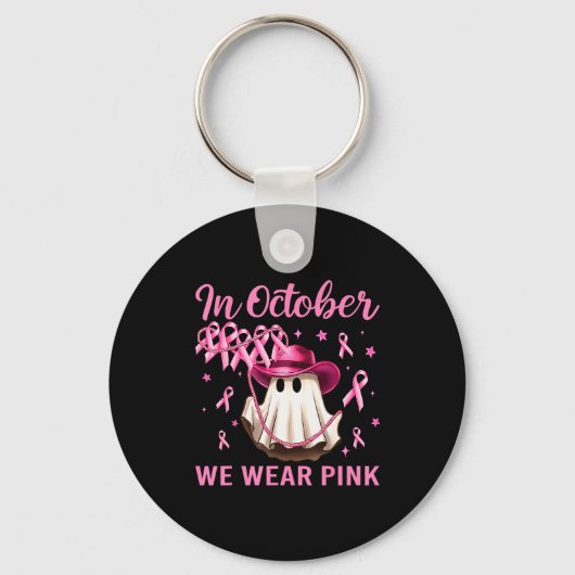 In October We Wear Nk Men Women Breast Cancer Awar Sleutelhanger (Voorkant)