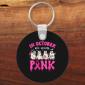 In October We Wear Nk Ribbon Ghost Nurse Halloween Sleutelhanger (Voorkant)