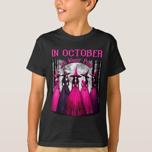 In October We Wear Nk Soky Witch Halloween Breast T-shirt (Voorkant)